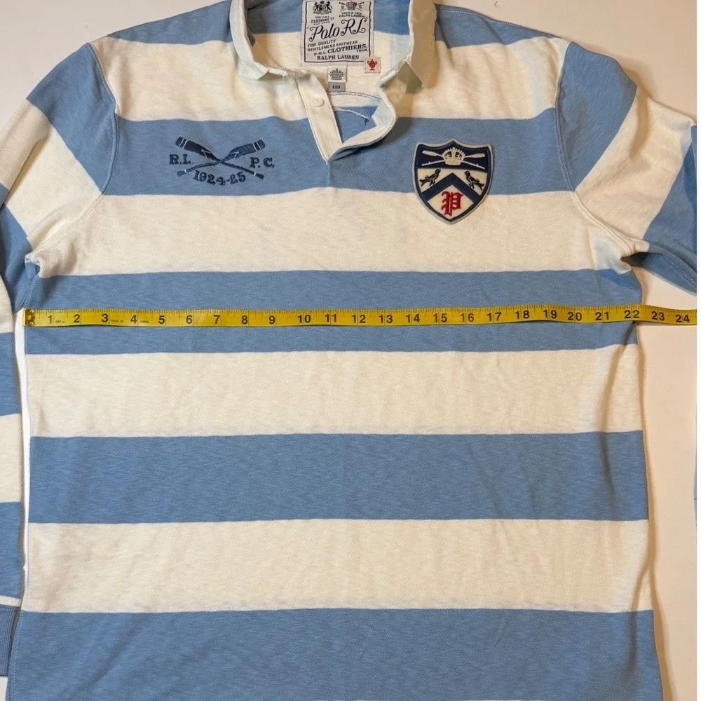 Polo Ralph Lauren Rugby Shirt Size Md Striped Rowing Team Patched #2